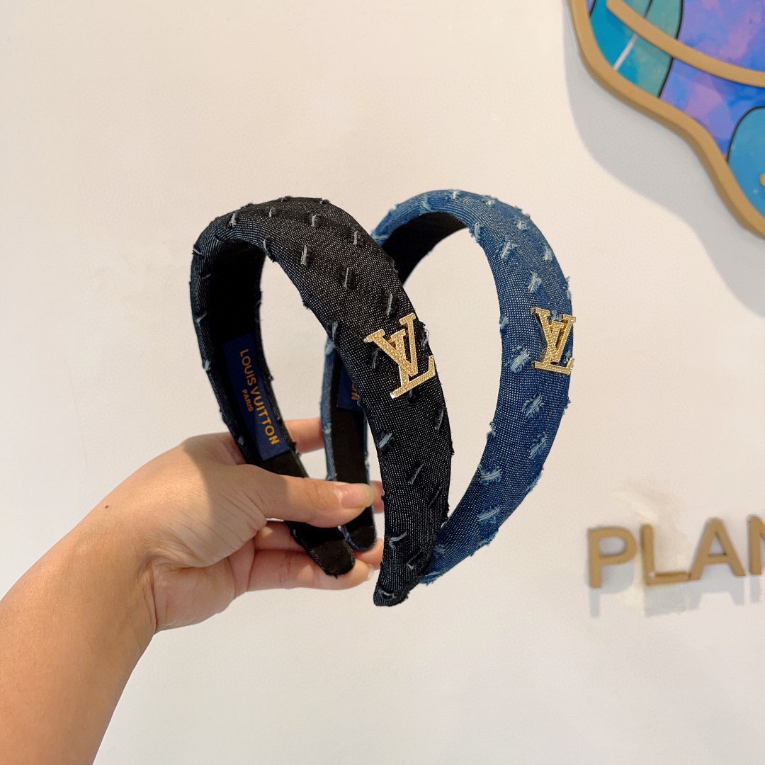 [TOP] Louis Vuitton LV Denim Headbands - 2 Colors