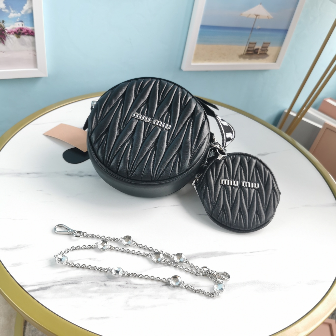 [TOP] Miu Miu Small Round Cake Chain Packs 5X4.5X15cm - 2 Colors