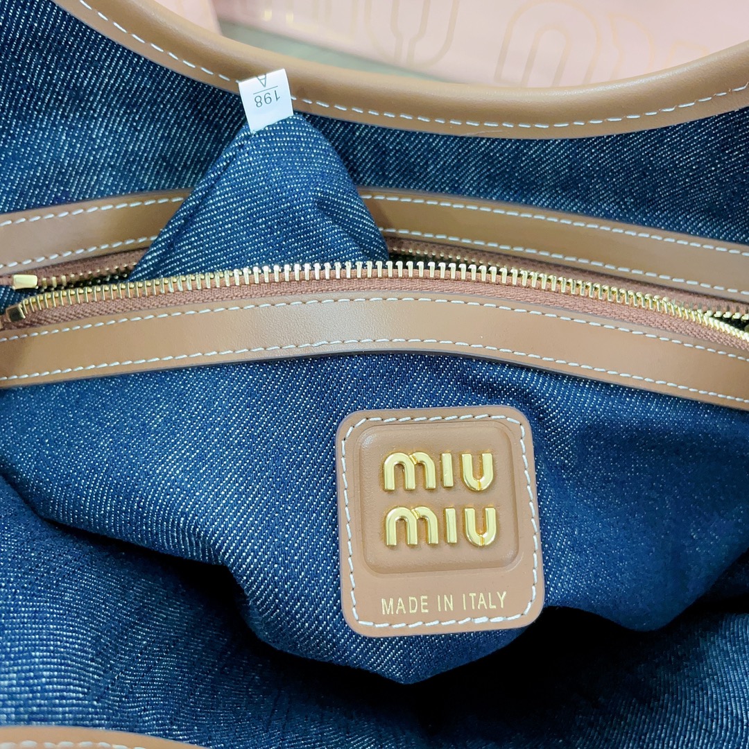[TOP] Miu Miu Denim Tote Bags 35x40cm - Denim Blue