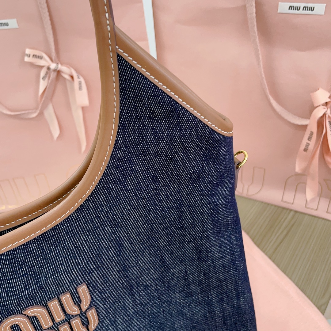 [TOP] Miu Miu Denim Tote Bags 35x40cm - Denim Blue