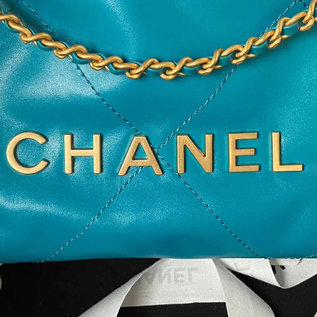 [TOP] CHANEL 22 Bag mini 19x20x6cm - Blue&GHW