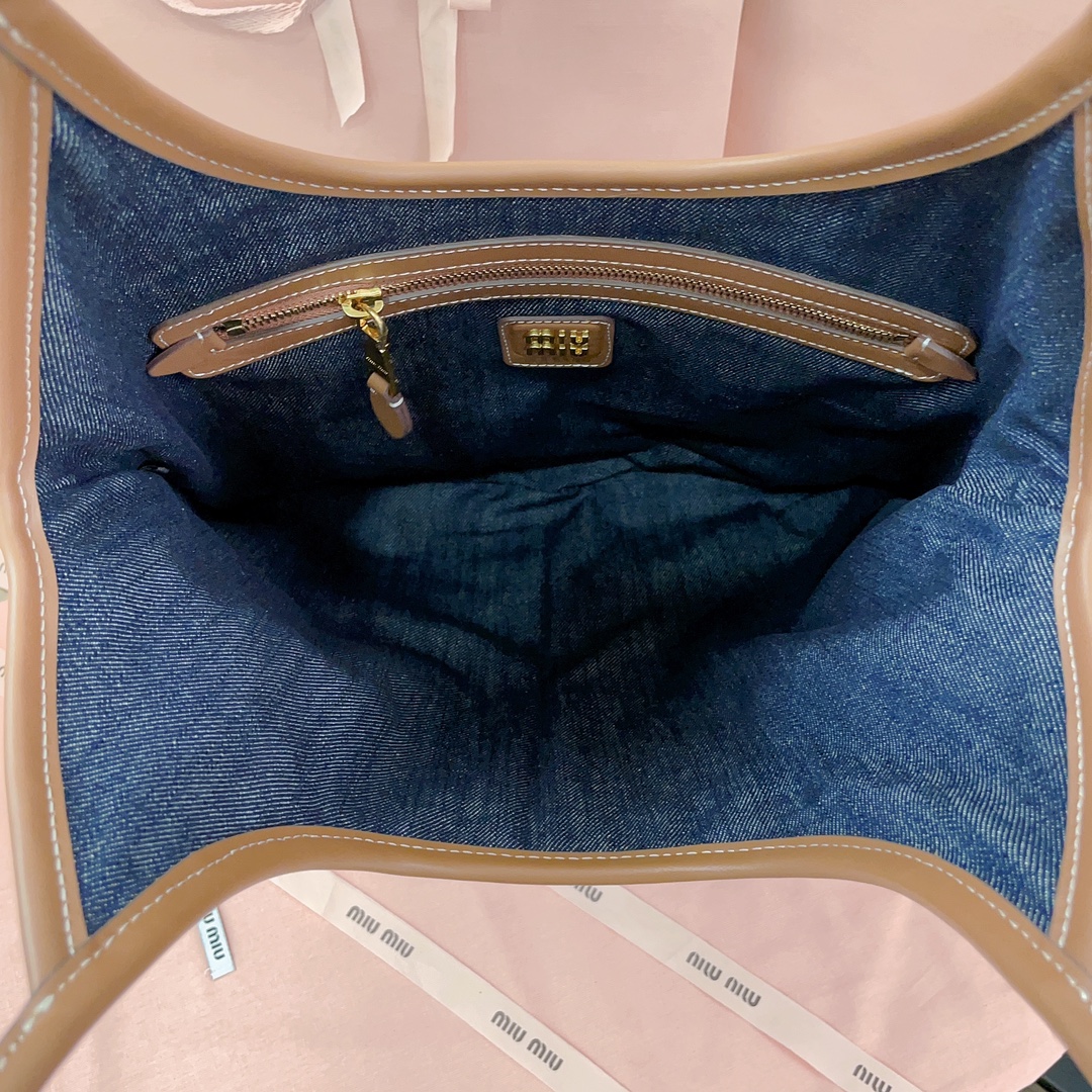 [TOP] Miu Miu Denim Tote Bags 35x40cm - Denim Blue