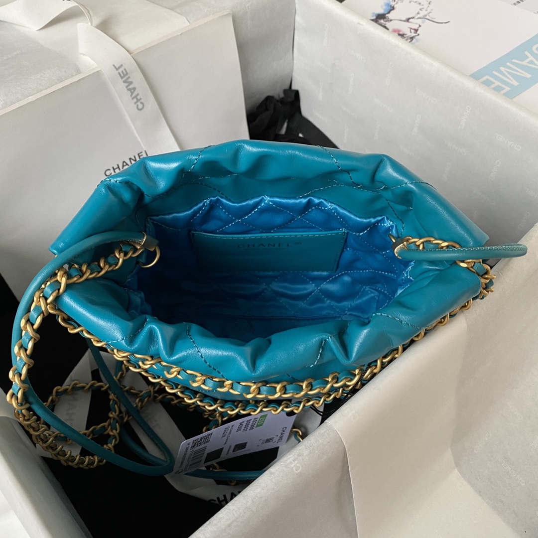 [TOP] CHANEL 22 Bag mini 19x20x6cm - Blue&GHW