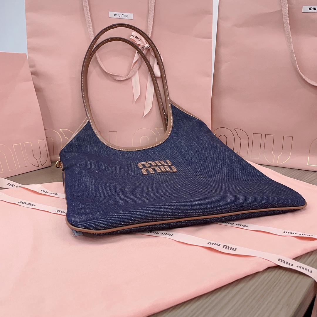 [TOP] Miu Miu Denim Tote Bags 35x40cm - Denim Blue