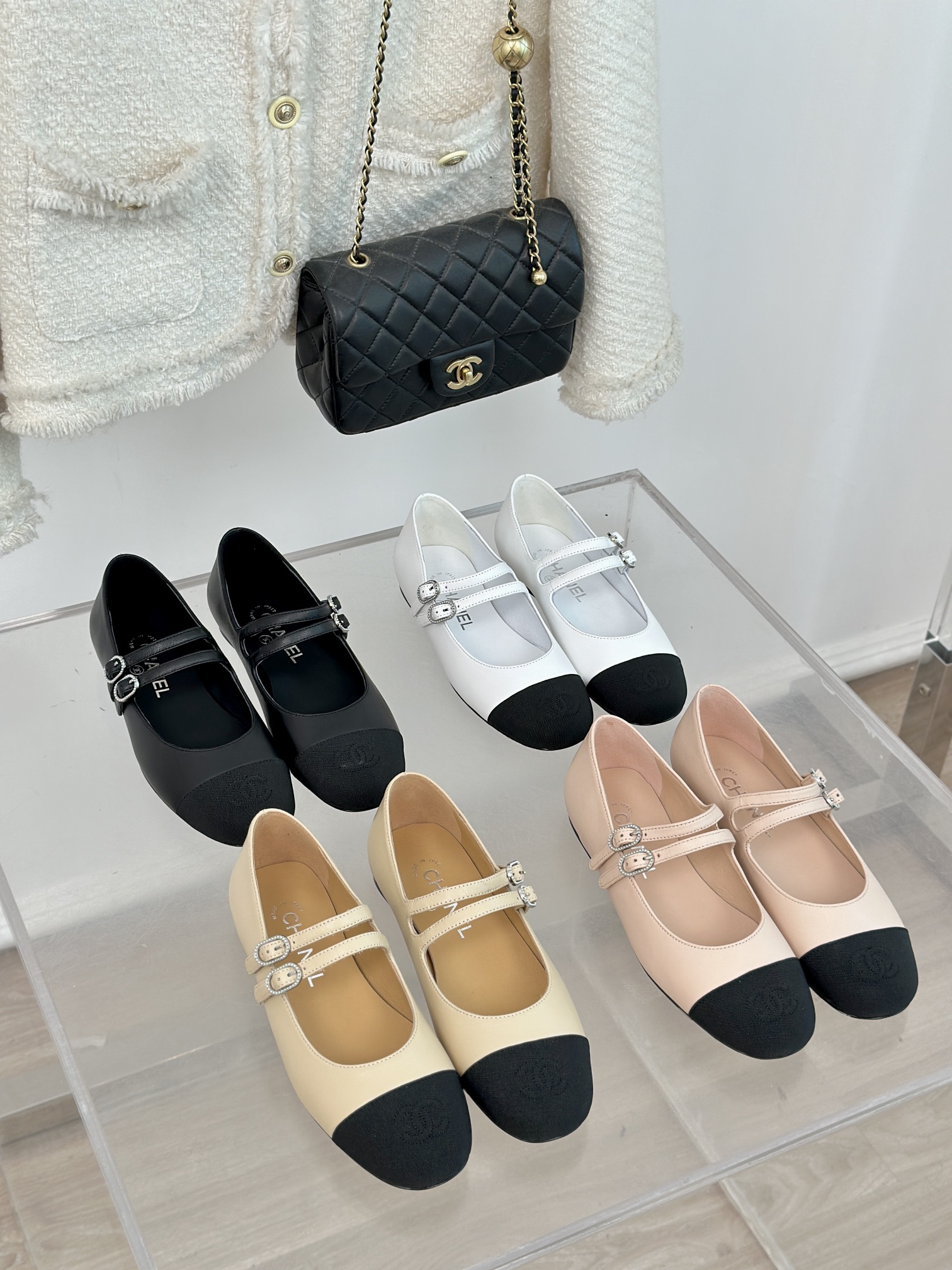 [TOP] CHANEL Classic Colorblock Double Strap Mary Janes Flats - 4 Color