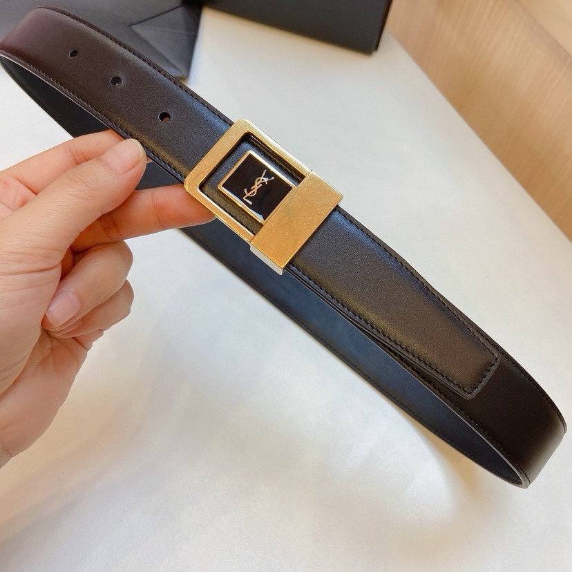 [TOP] Yves Saint Laurent Imported Top layer Leather Belt