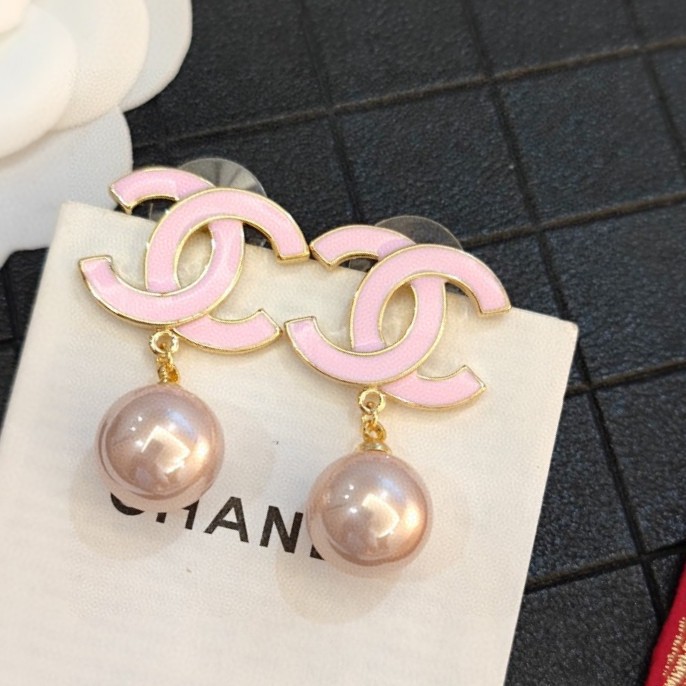[TOP] CHANEL Pink Pearl CC  Earrings