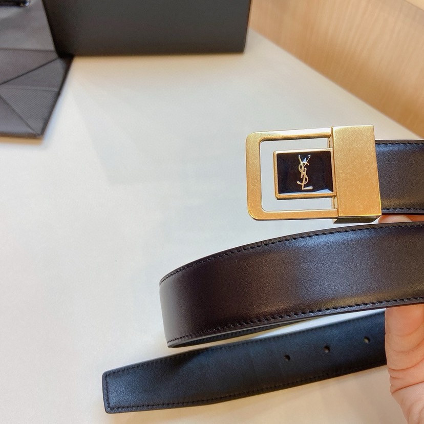 [TOP] Yves Saint Laurent Imported Top layer Leather Belt