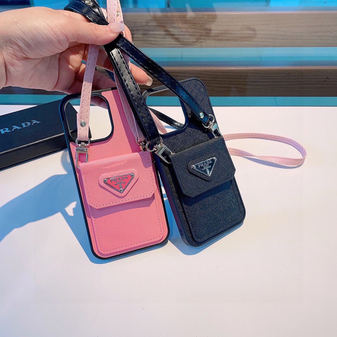 [TOP]Prada Crossbody Card Holder Phone Case-2 Colors