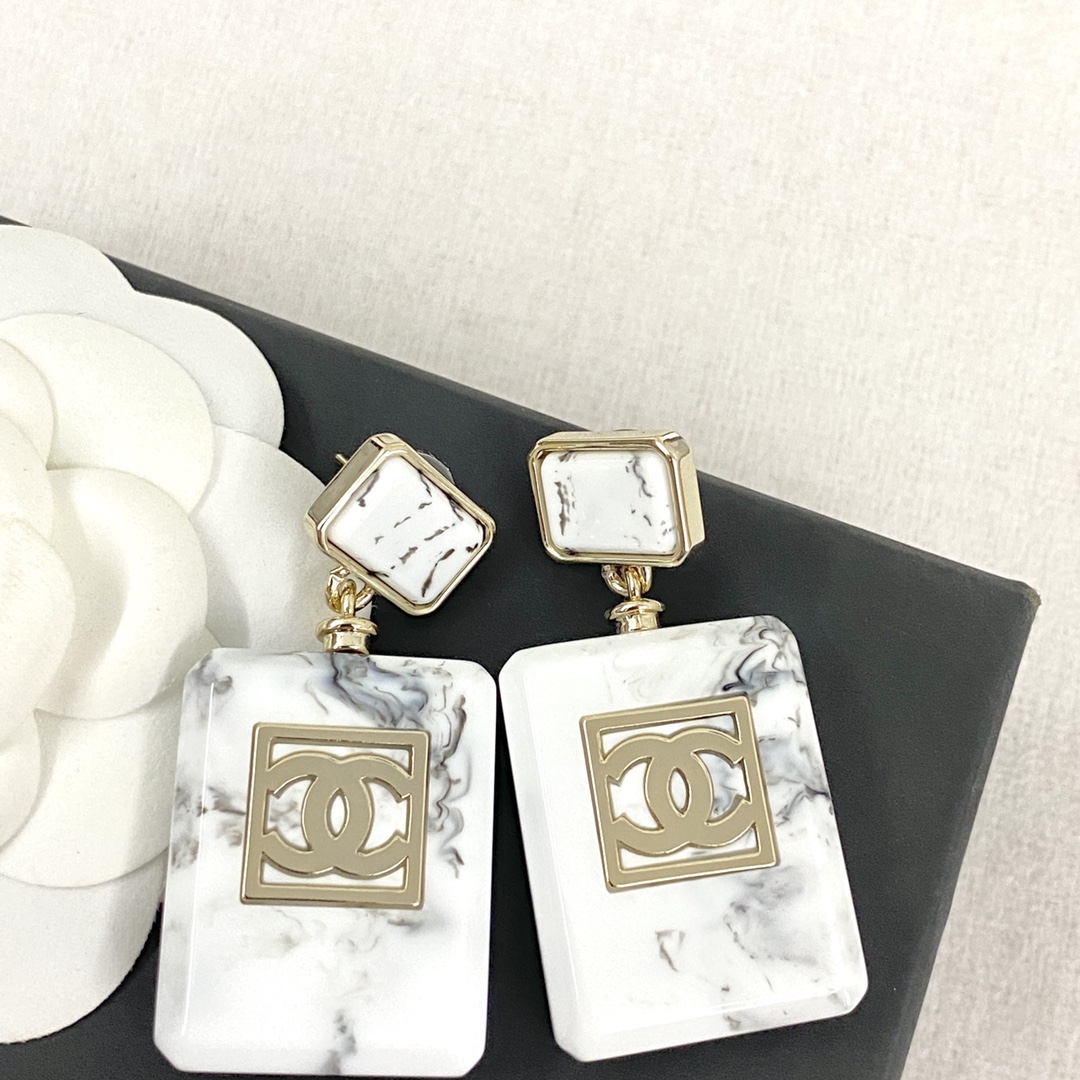 [TOP] CHANEL Marble Perfume Bottle Earrings