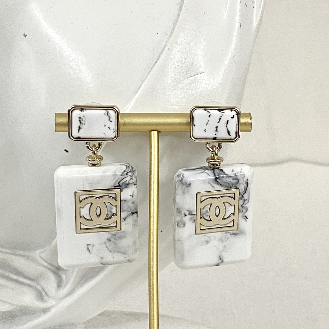 [TOP] CHANEL Marble Perfume Bottle Earrings