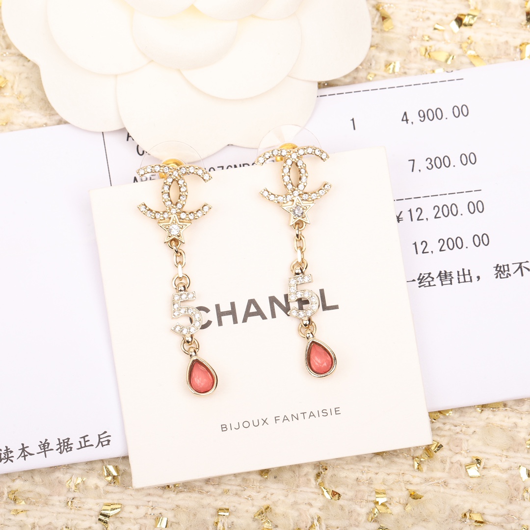 [TOP] CHANEL Star Pendant Earrings