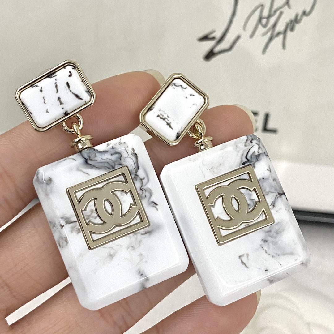 [TOP] CHANEL Marble Perfume Bottle Earrings