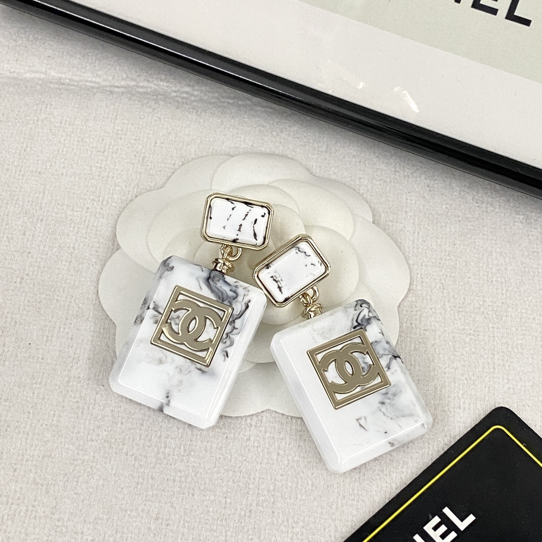 [TOP] CHANEL Marble Perfume Bottle Earrings