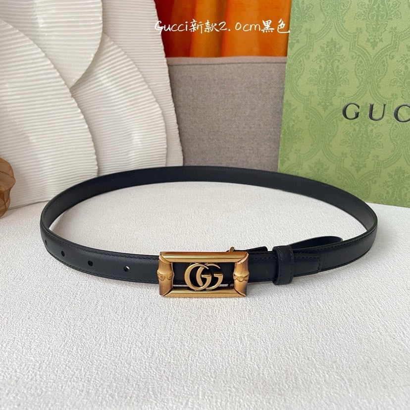 [TOP] GUCCI Calf Leather Belt Black - 2.0cm