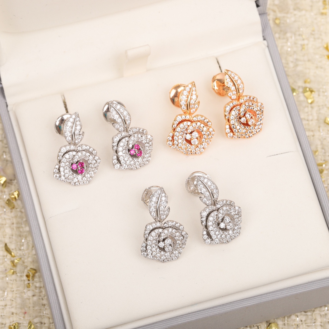 [TOP] Christian Dior Rose Earrings-3 Colors