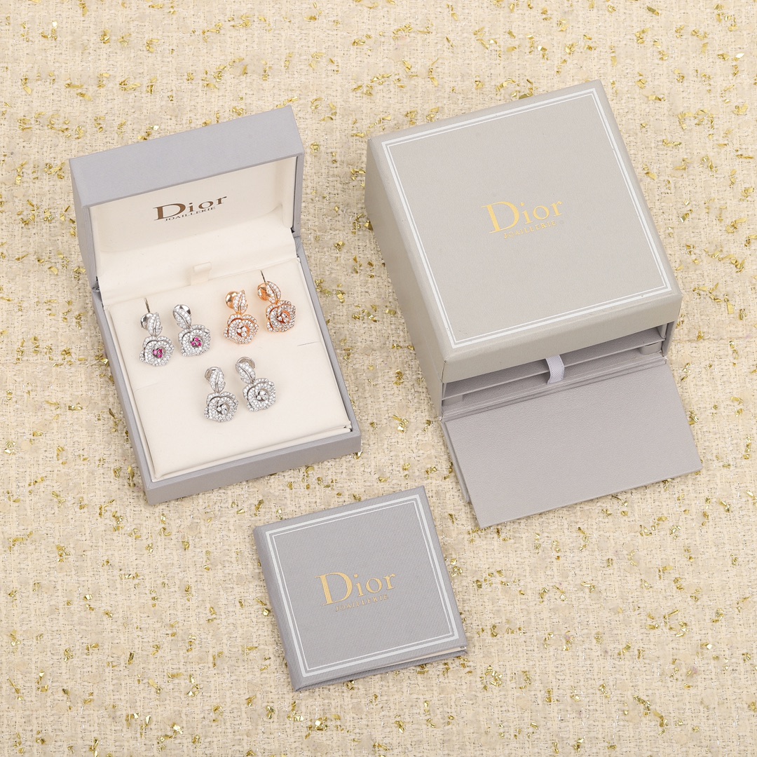 [TOP] Christian Dior Rose Earrings-3 Colors