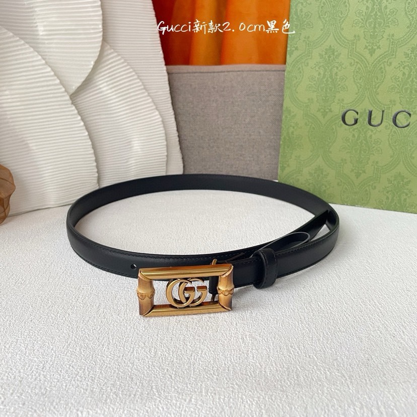 [TOP] GUCCI Calf Leather Belt Black - 2.0cm