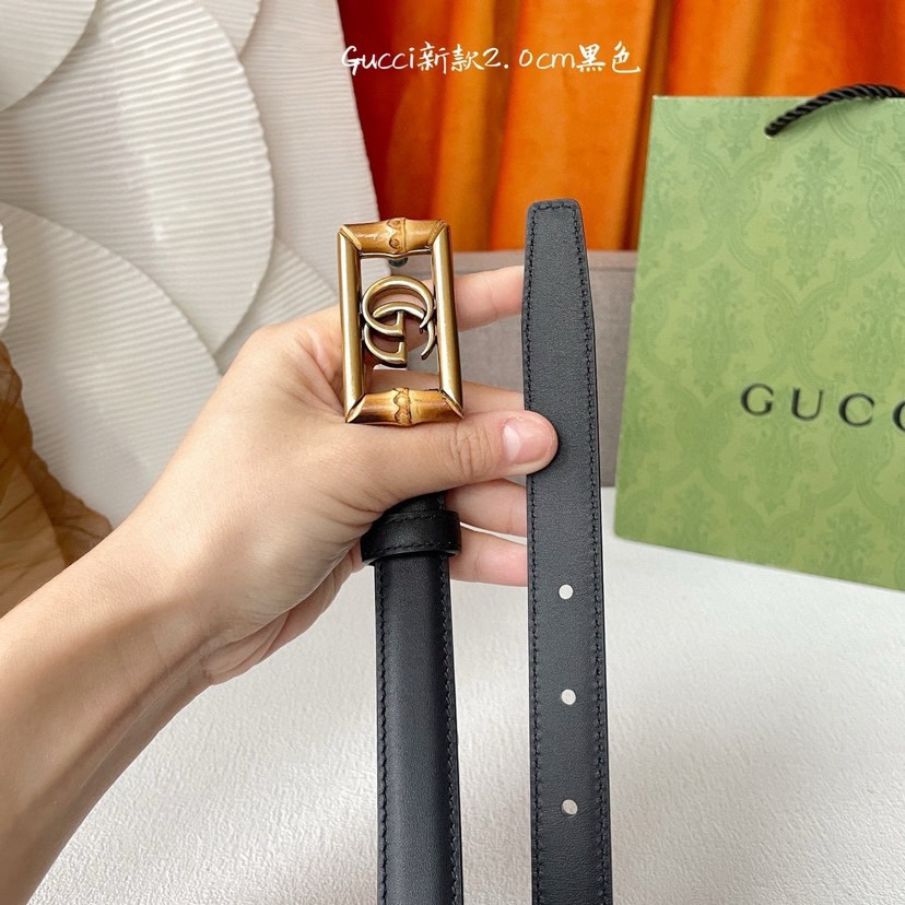 [TOP] GUCCI Calf Leather Belt Black - 2.0cm