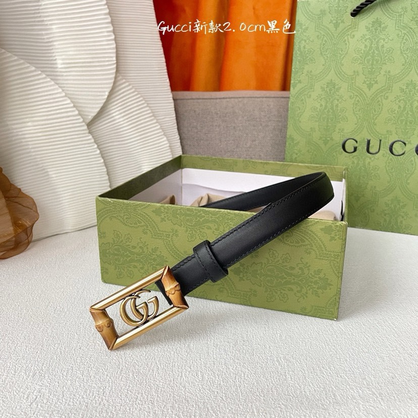 [TOP] GUCCI Calf Leather Belt Black - 2.0cm