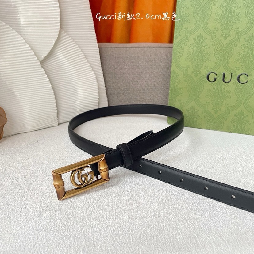 [TOP] GUCCI Calf Leather Belt Black - 2.0cm