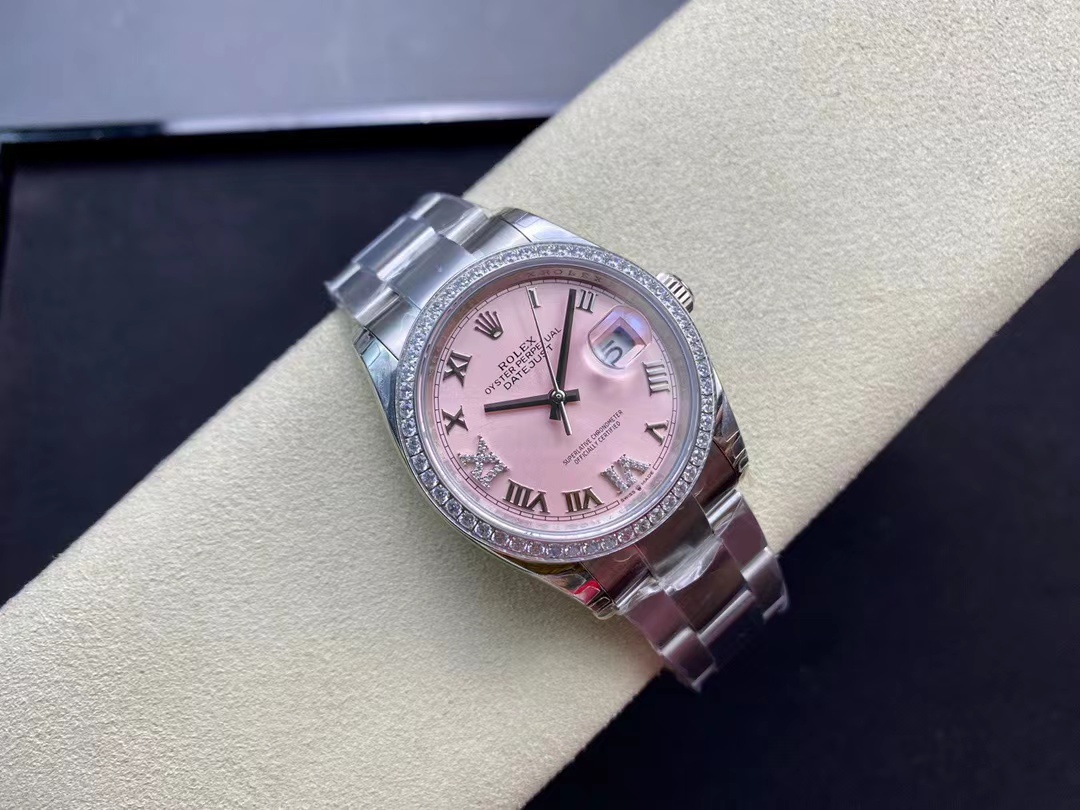 [TOP] ROLEX Pink Dial Watch 36mm - Silver