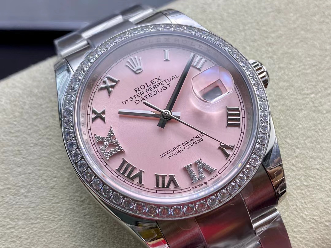 [TOP] ROLEX Pink Dial Watch 36mm - Silver