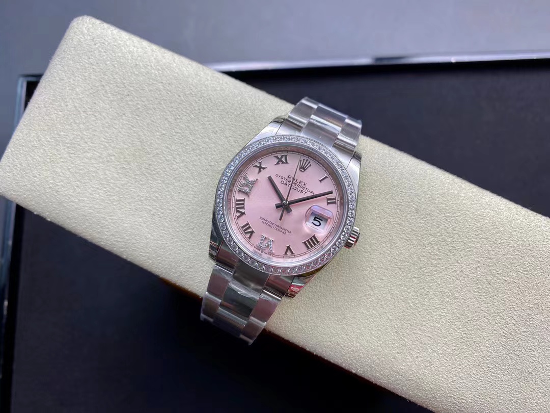 [TOP] ROLEX Pink Dial Watch 36mm - Silver
