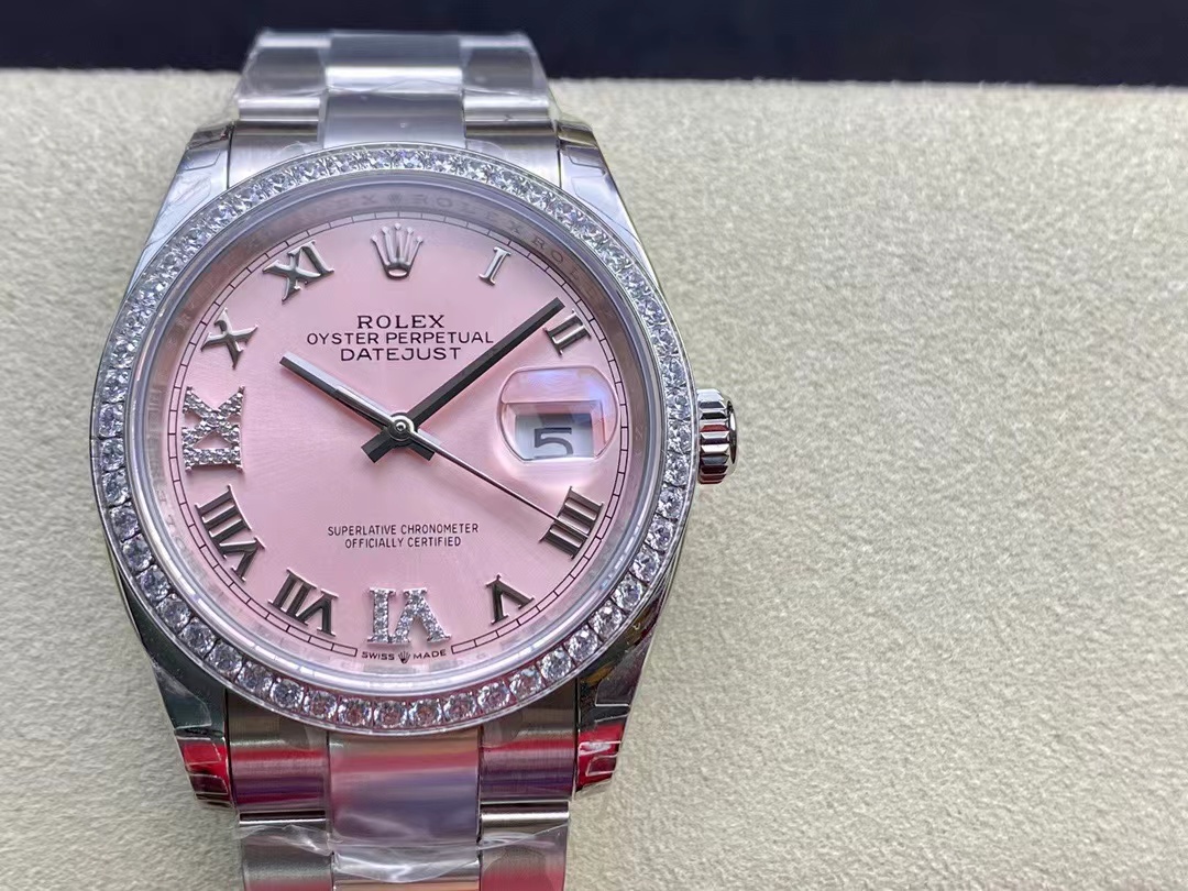 [TOP] ROLEX Pink Dial Watch 36mm - Silver