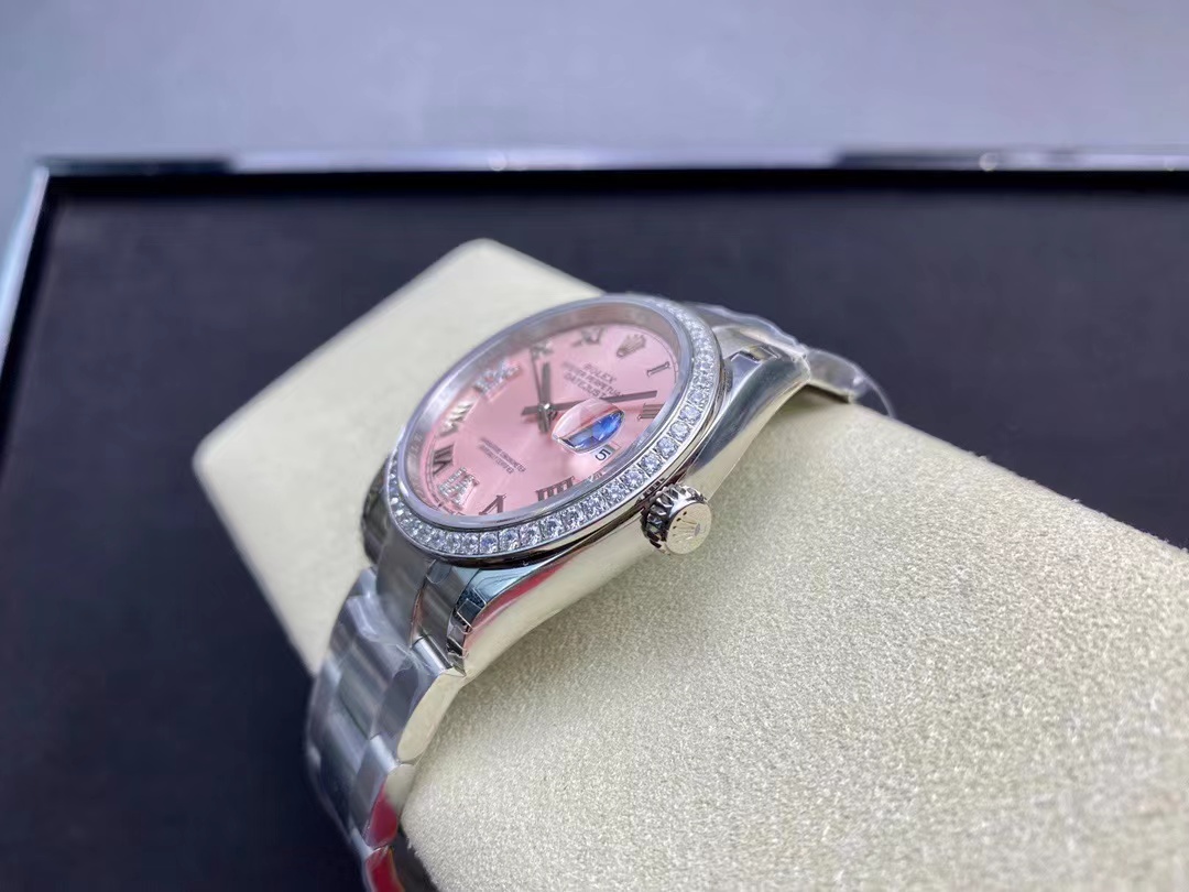 [TOP] ROLEX Pink Dial Watch 36mm - Silver