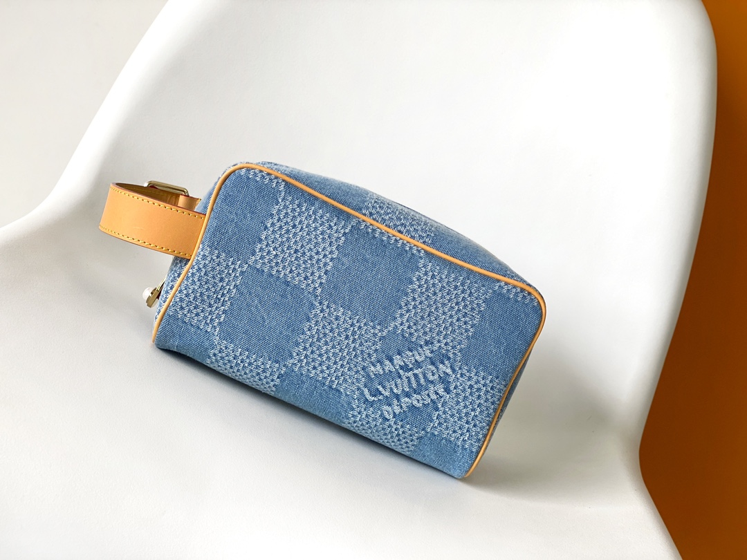 [TOP] Louis Vuitton LV Locker Dopp Kit Monogram Bag 23x13x12cm - Blue