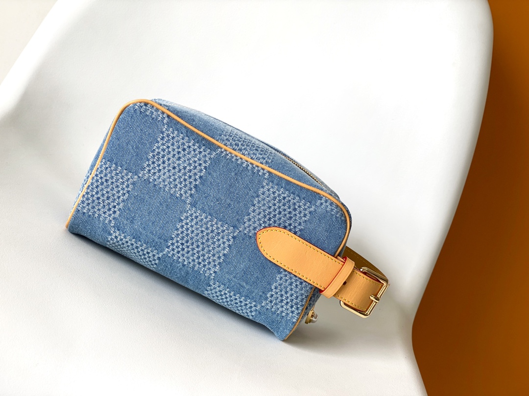 [TOP] Louis Vuitton LV Locker Dopp Kit Monogram Bag 23x13x12cm - Blue
