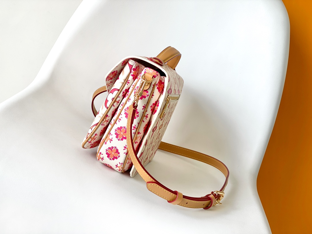 [TOP] Louis Vuitton LV Monogram Leather Pochette Metis Bag 25x19x7cm - Beige & Pink