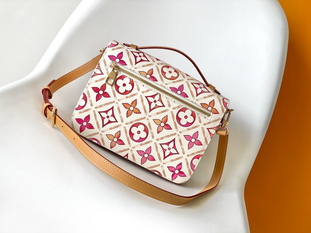 [TOP] Louis Vuitton LV Monogram Leather Pochette Metis Bag 25x19x7cm - Beige & Pink