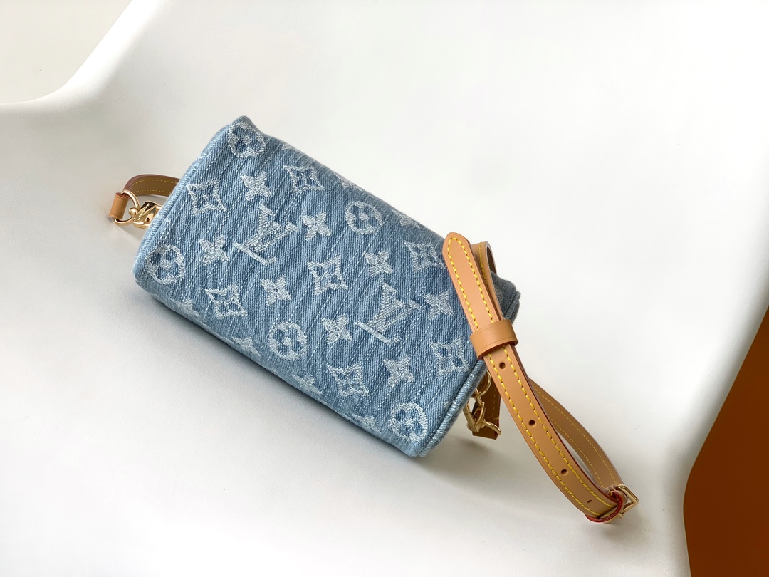 [TOP] Louis Vuitton LV Monogram Speedy Bag 16x10x7.5cm - Denim
