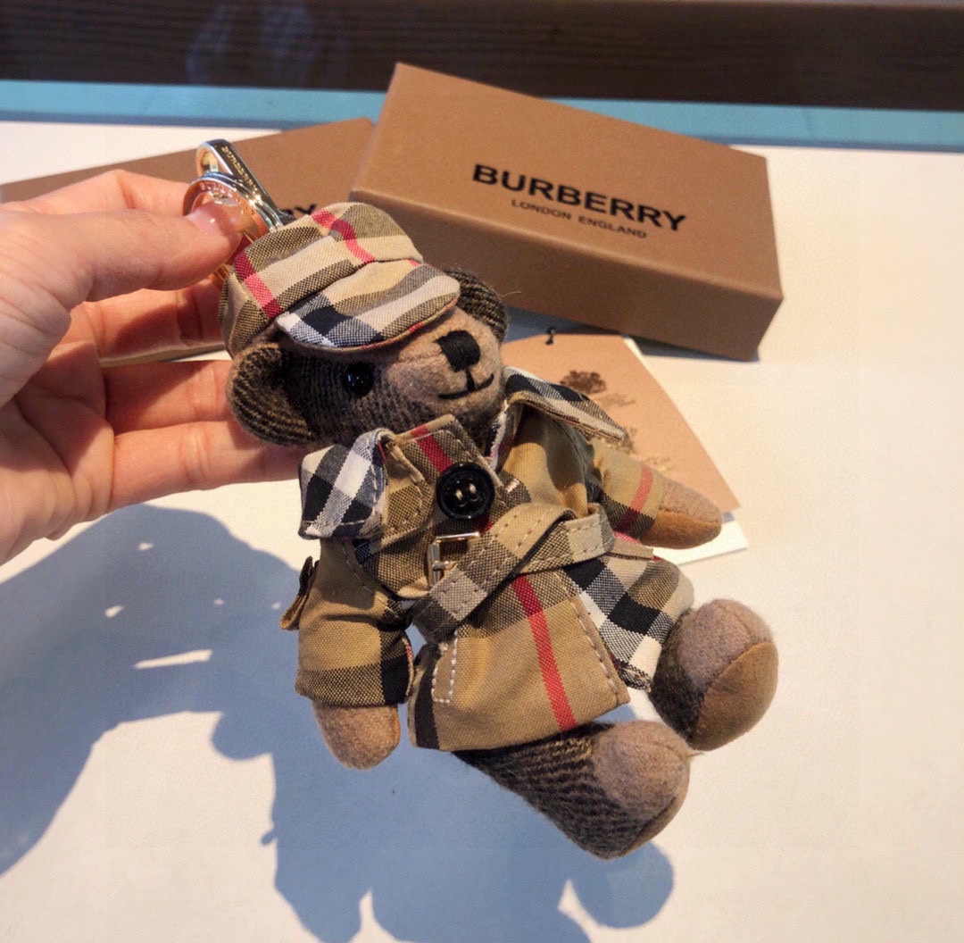 [TOP] BURBERRY Teddy Bear with Trench Coat and Hat Keychain Pendant - Brown