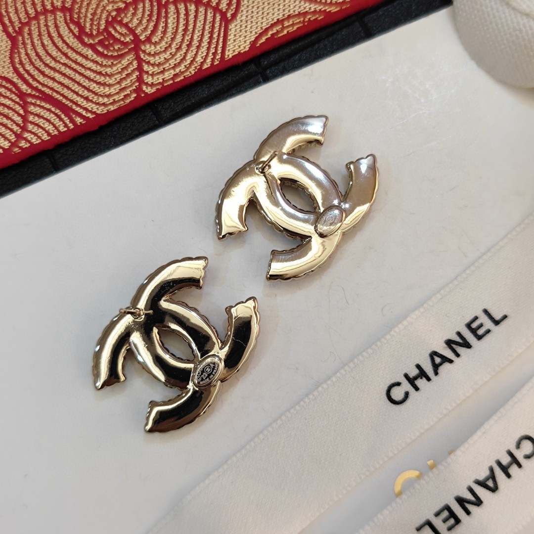 [TOP] CHANEL CC Earrings-Red