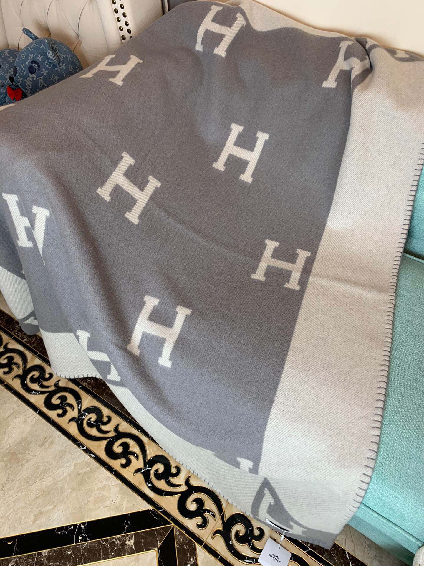 [TOP] HERMES Woolen Blanket 1400g