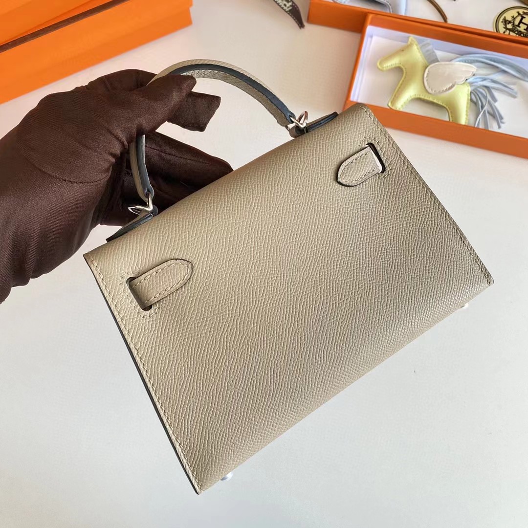 [TOP] HERMES Mini Kelly II Epsom Leather 19cm - Taupe