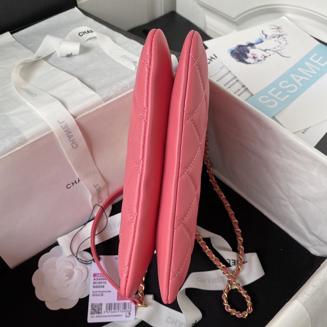 [TOP] CHANEL CC Lambskin Bag 17.5x20x5cm - Pink