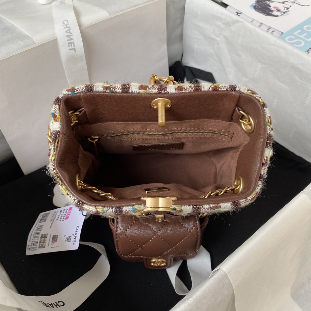 [TOP] CHANEL Backpack 16.5x17x12cm - Brown