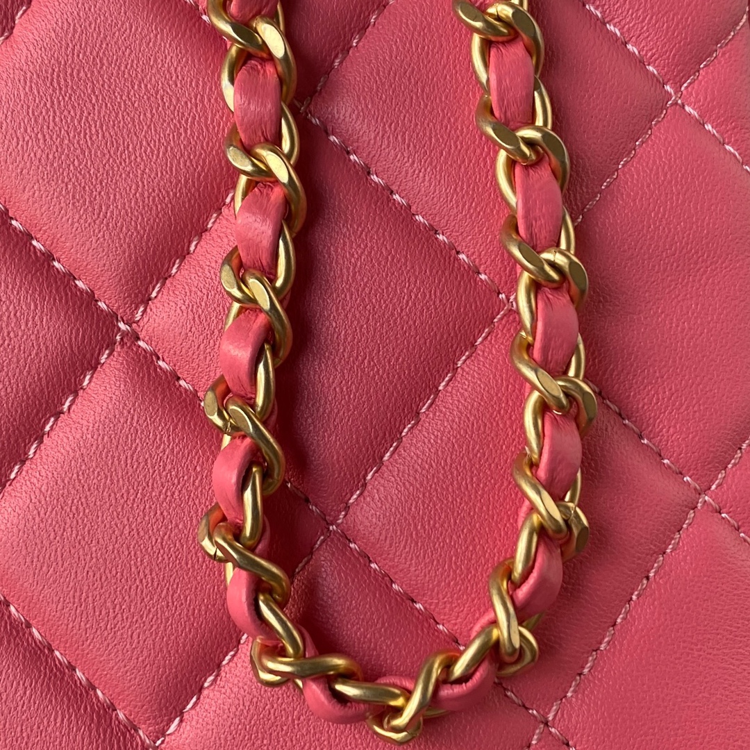 [TOP] CHANEL CC Lambskin Bag 17.5x20x5cm - Pink