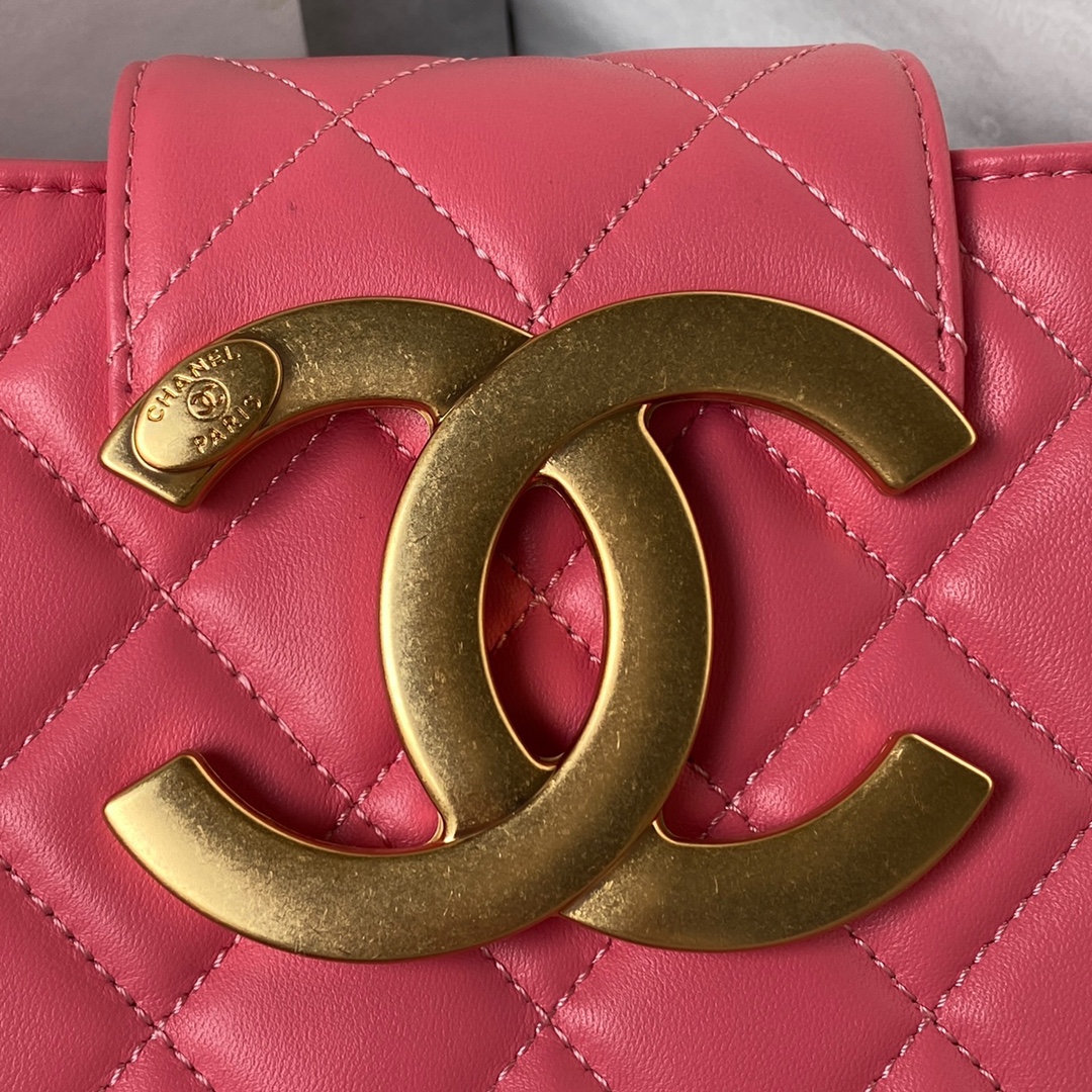 [TOP] CHANEL CC Lambskin Bag 17.5x20x5cm - Pink