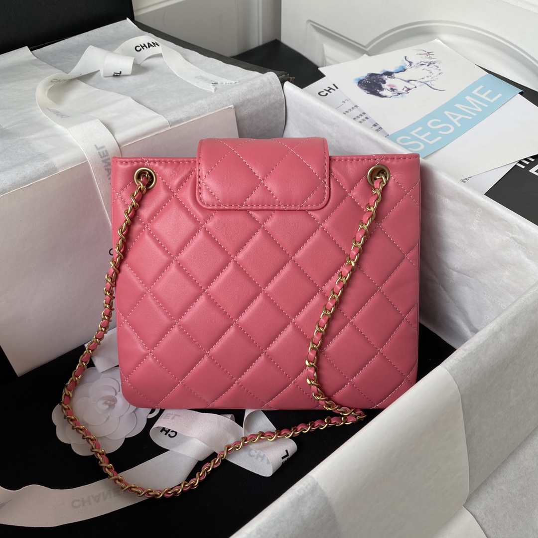 [TOP] CHANEL CC Lambskin Bag 17.5x20x5cm - Pink