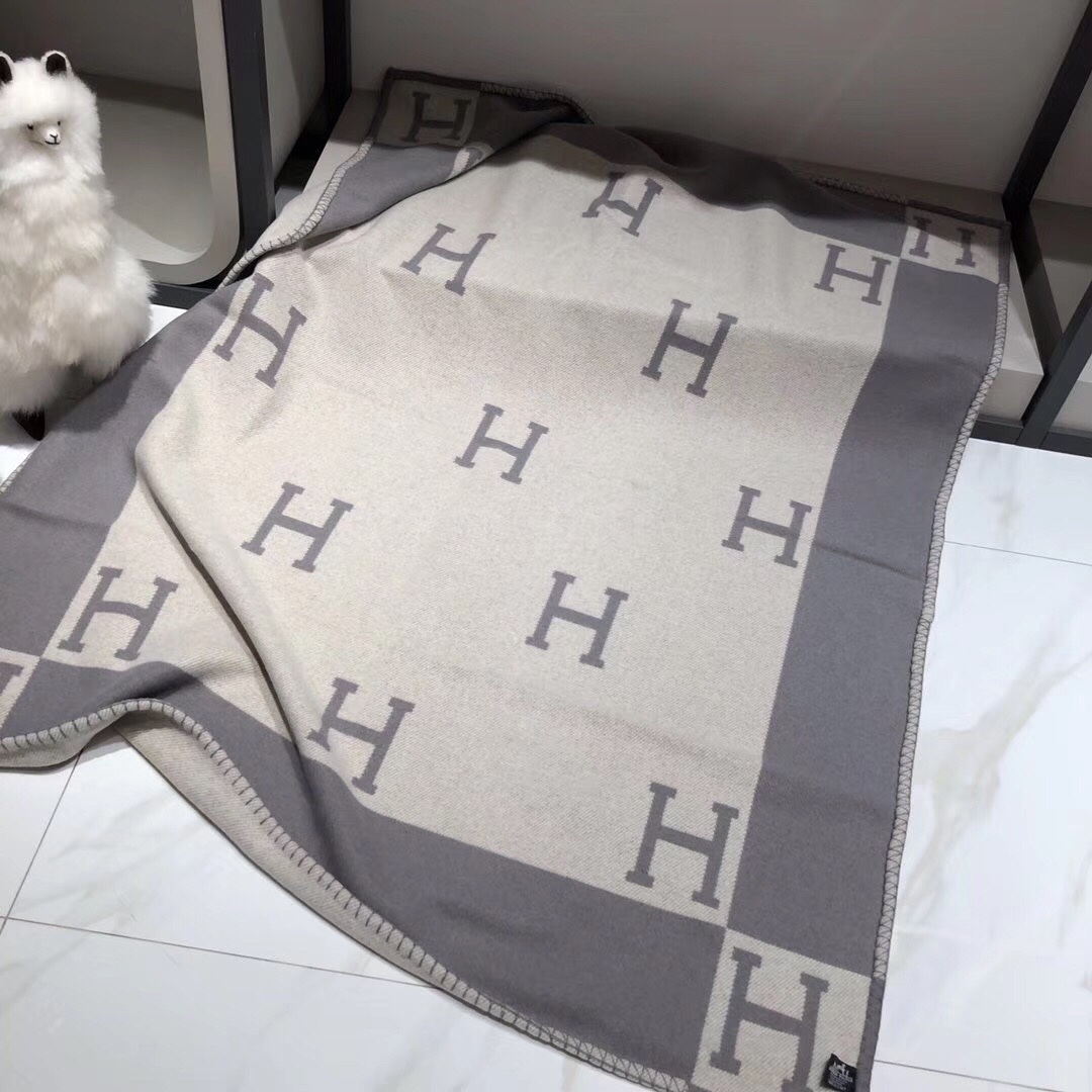 [TOP] HERMES Woolen Blanket 1400g