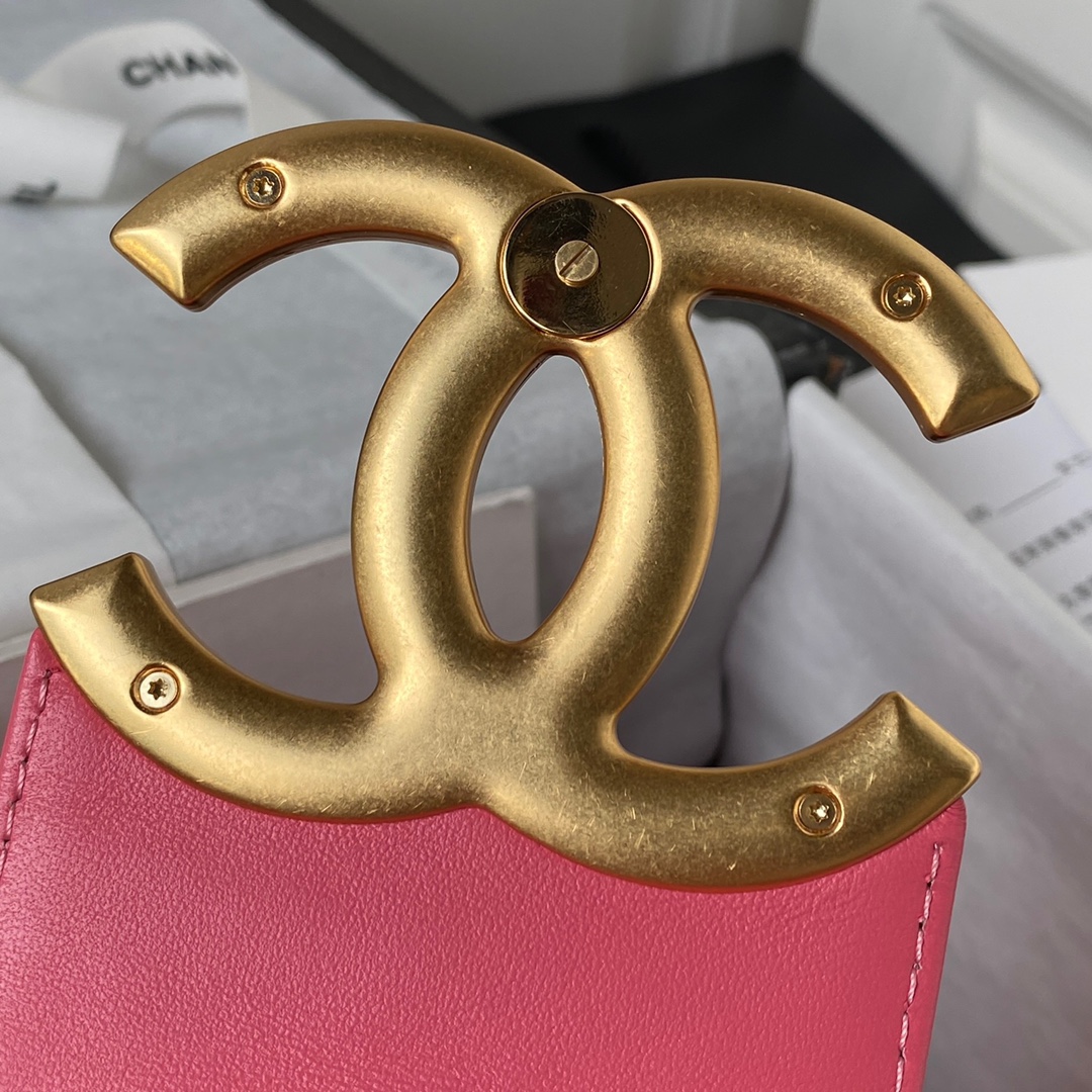 [TOP] CHANEL CC Lambskin Bag 17.5x20x5cm - Pink