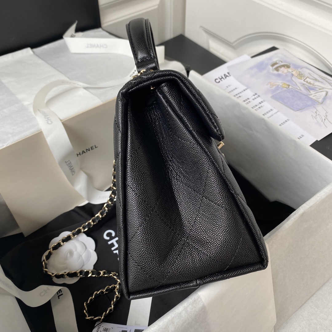 [TOP] CHANEL Kelly Bag Calfskin 25x18x11.5cm - Black