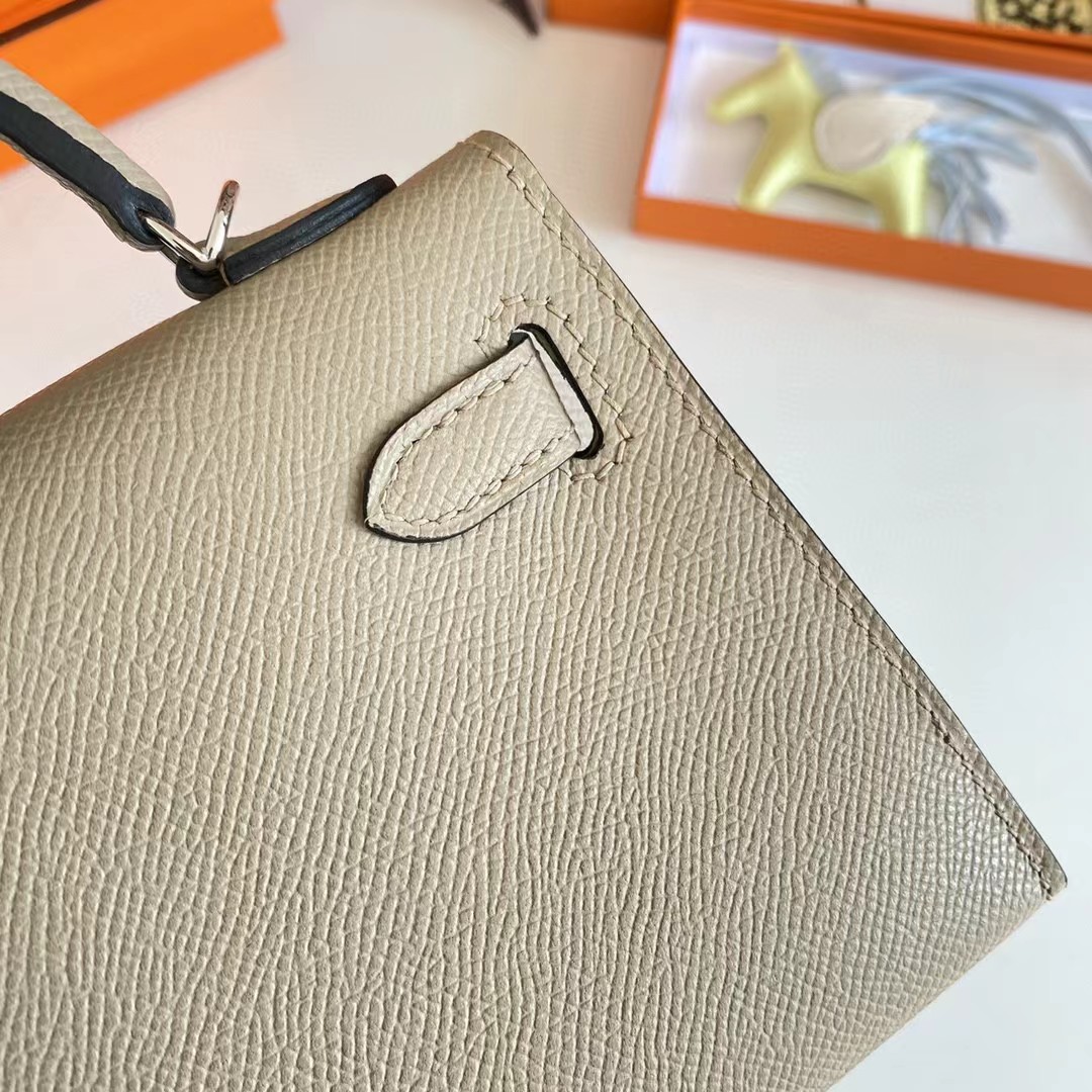 [TOP] HERMES Mini Kelly II Epsom Leather 19cm - Taupe