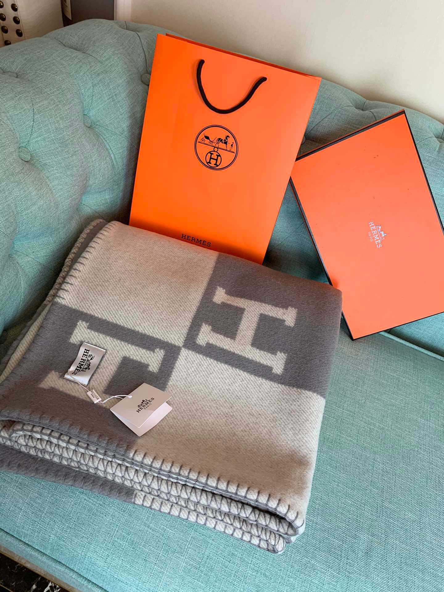 [TOP] HERMES Woolen Blanket 1400g