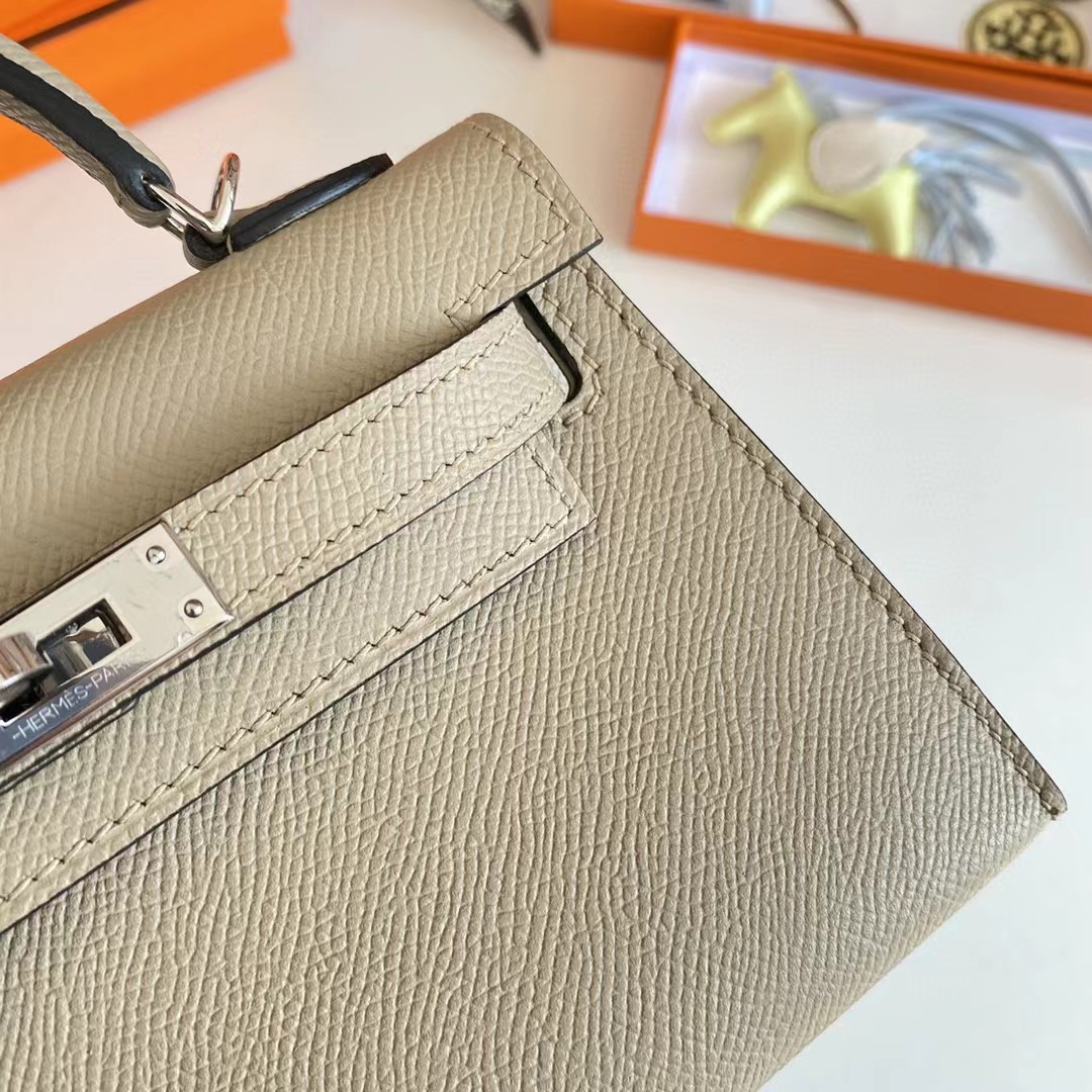 [TOP] HERMES Mini Kelly II Epsom Leather 19cm - Taupe